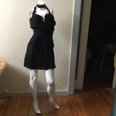 Pre-owned Costume National Silk Mini Dress In Black