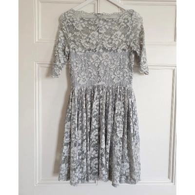 Pre-owned Ganni Lace Mid-length Dress In Blue