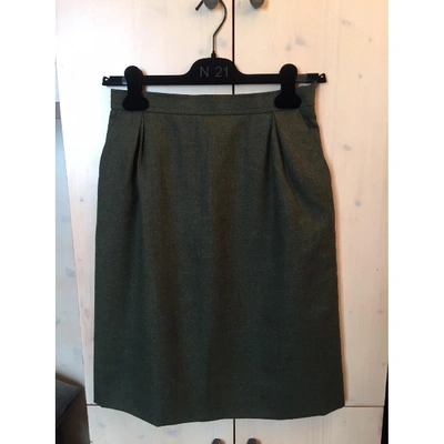 Pre-owned Saint Laurent Wool Mid-length Skirt In Khaki