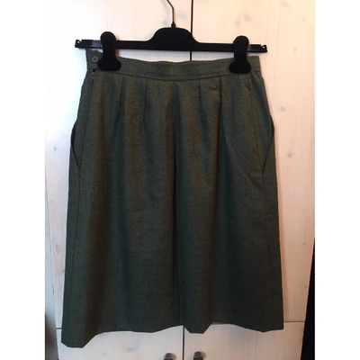 Pre-owned Saint Laurent Wool Mid-length Skirt In Khaki