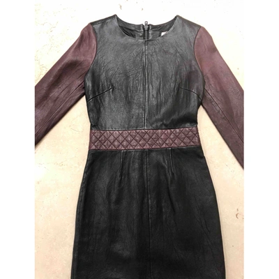 Pre-owned American Retro Leather Mini Dress In Black