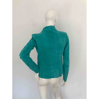 Pre-owned Jitrois Leather Jacket In Turquoise
