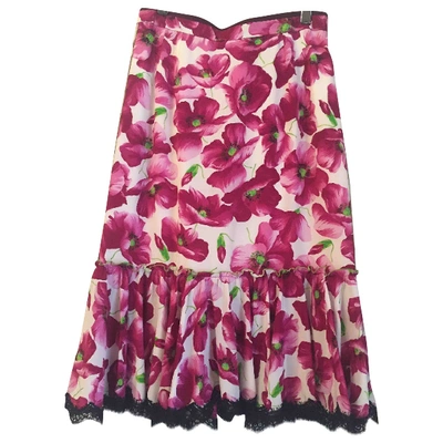 Pre-owned Dolce & Gabbana Silk Mid-length Skirt In Purple