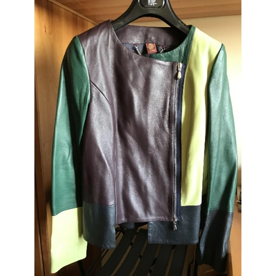 Pre-owned Dondup Leather Short Vest In Multicolour