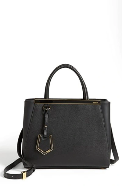 Shop Fendi 'petit 2jours Elite' Leather Shopper In Black