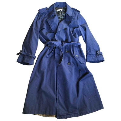 Pre-owned Balenciaga Blue Cotton Trench Coat