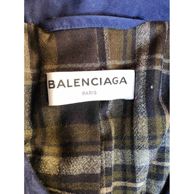 Pre-owned Balenciaga Blue Cotton Trench Coat