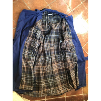 Pre-owned Balenciaga Blue Cotton Trench Coat