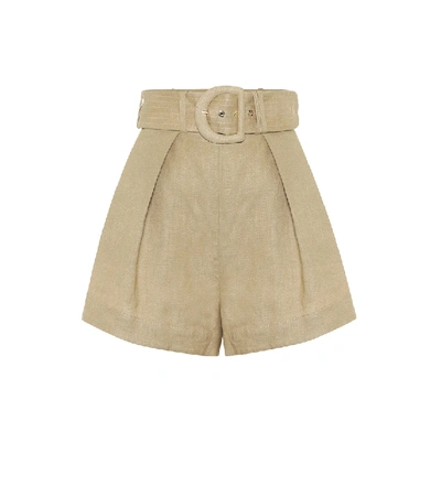 Shop Zimmermann Linen Shorts In Beige