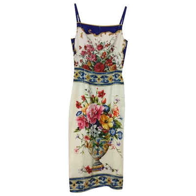 Pre-owned Dolce & Gabbana Beige Silk Dress