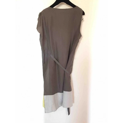 Pre-owned Trussardi Silk Mid-length Dress In Grey
