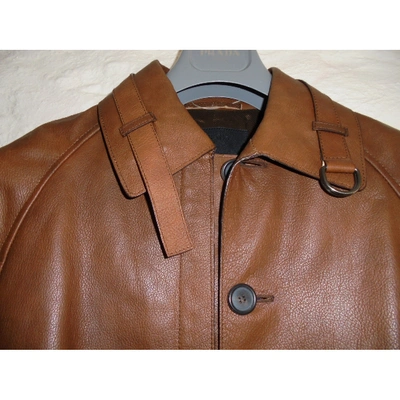 Pre-owned Prada Brown Leather Coat