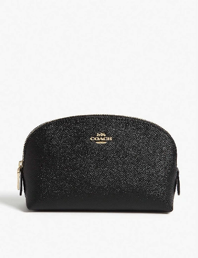 Shop Coach Grained Leather Cosmetics Case In Black