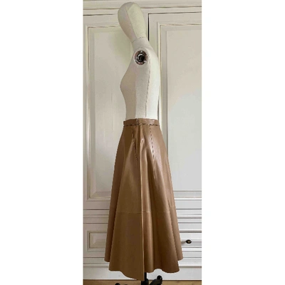 Pre-owned Ferragamo Camel Leather Skirt