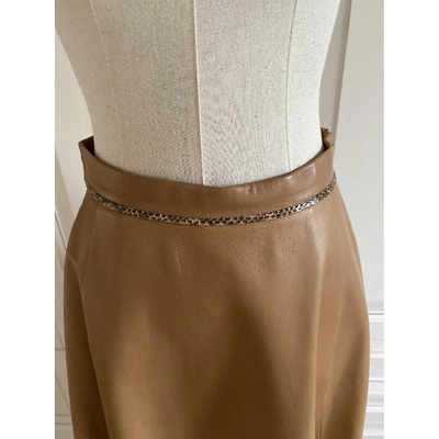 Pre-owned Ferragamo Camel Leather Skirt