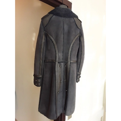 Pre-owned Dolce & Gabbana Grey Shearling Coat