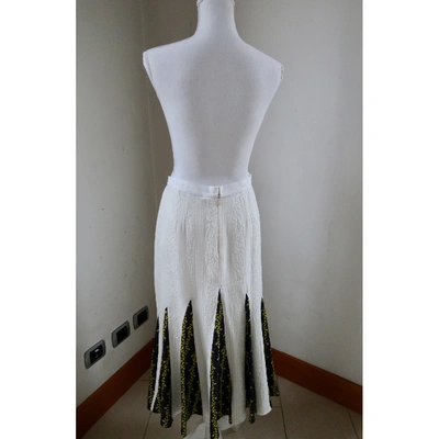 Pre-owned Francesco Scognamiglio Silk Maxi Skirt In White