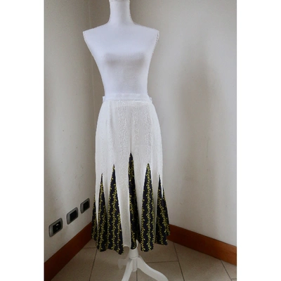 Pre-owned Francesco Scognamiglio Silk Maxi Skirt In White