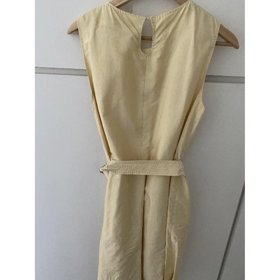 Pre-owned Hugo Boss Silk Mid-length Dress In Yellow