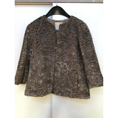 Pre-owned Max Mara Brown Faux Fur Jacket