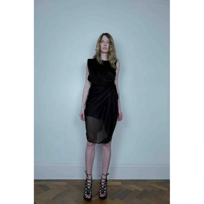 Pre-owned Alberta Ferretti Silk Mid-length Dress In Black