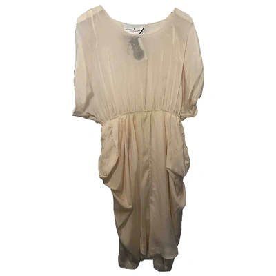 Pre-owned Designers Remix Silk Mid-length Dress In Beige