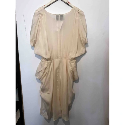 Pre-owned Designers Remix Silk Mid-length Dress In Beige