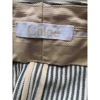 Pre-owned Chloé Wool Large Pants In Blue