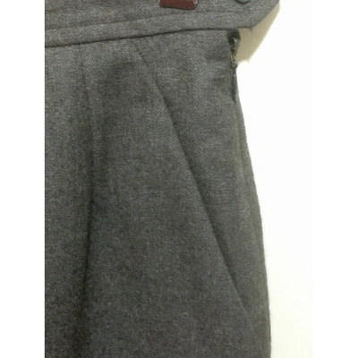 Pre-owned Saint Laurent Wool Mid-length Skirt In Grey