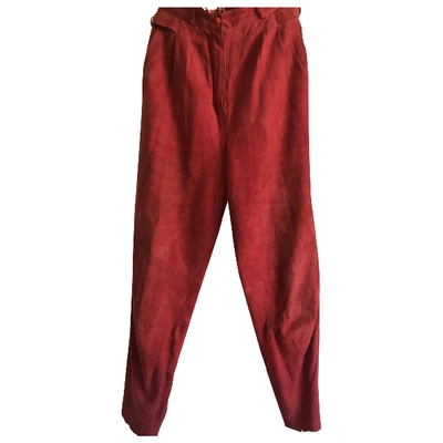 Pre-owned Saint Laurent Red Suede Trousers