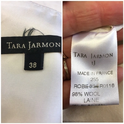 Pre-owned Tara Jarmon Wool Mini Dress In Ecru