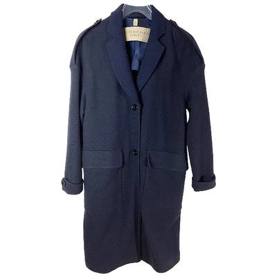 Pre-owned Burberry Wool Coat In Navy