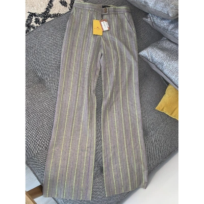 Pre-owned Etro Wool Straight Pants In Multicolour