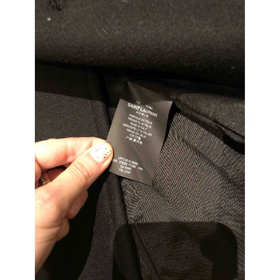 Pre-owned Saint Laurent Wool Peacoat In Black