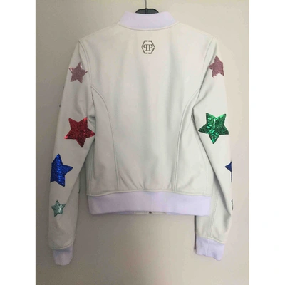 Pre-owned Philipp Plein Leather Jacket In White