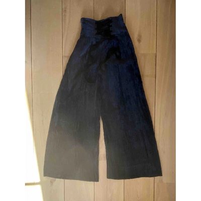 Pre-owned Adeam Velvet Trousers In Black