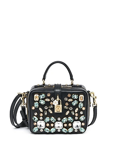 Dolce & Gabbana Embellished Leather Shoulder Bag In Black