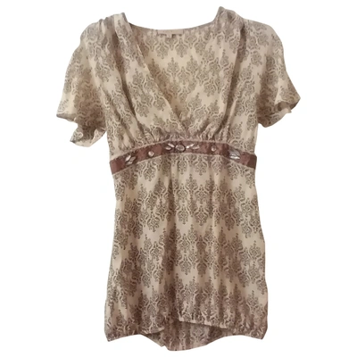 Pre-owned Sandro Silk Tunic In Beige