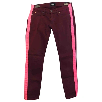 Pre-owned Hudson Slim Jeans In Burgundy