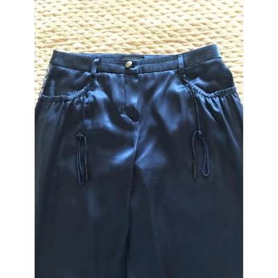 Pre-owned Emporio Armani Navy Silk Trousers