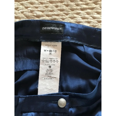 Pre-owned Emporio Armani Navy Silk Trousers