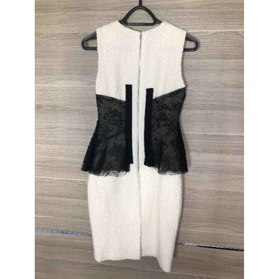 Pre-owned Prabal Gurung Wool Mid-length Dress In Ecru