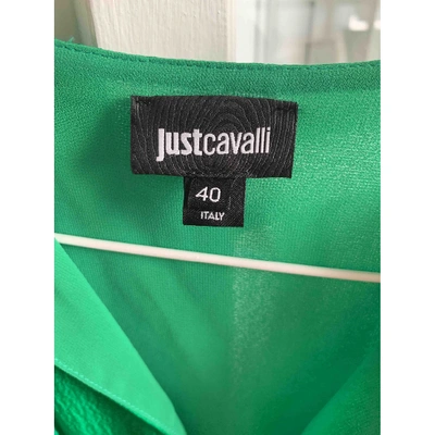 Pre-owned Just Cavalli Silk Mid-length Dress In Green