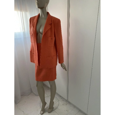 Pre-owned Chanel Wool Suit Jacket In Orange