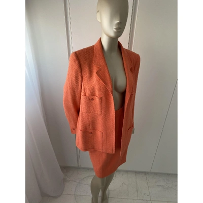 Pre-owned Chanel Wool Suit Jacket In Orange