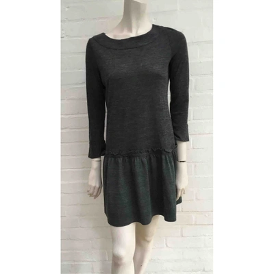 Pre-owned Pringle Of Scotland Wool Mini Dress In Anthracite