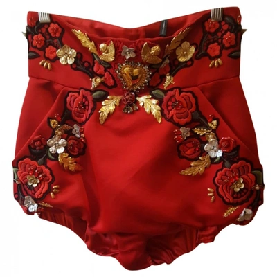 Pre-owned Dolce & Gabbana Red Silk Skirt