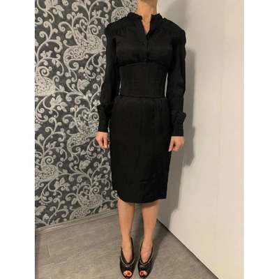 Pre-owned Tom Ford Silk Mid-length Dress In Black