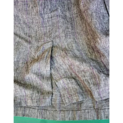 Pre-owned Max Mara Linen Mid-length Skirt In Grey