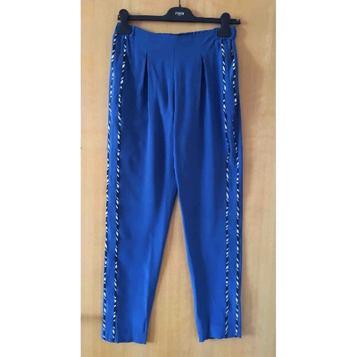 Pre-owned Fendi Silk Trousers In Blue